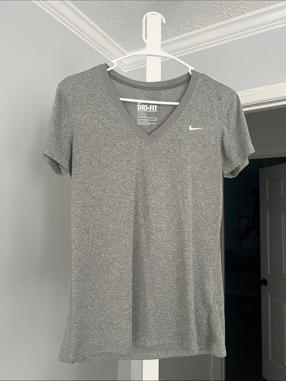Nike Gray V-Neck Dri-FIT Short Sleeve Tee